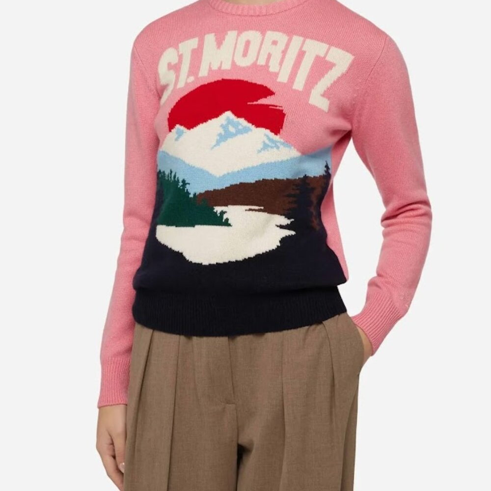 MC2 Saint Barth Woman pink sweater New Queen St. Moritz postcard print